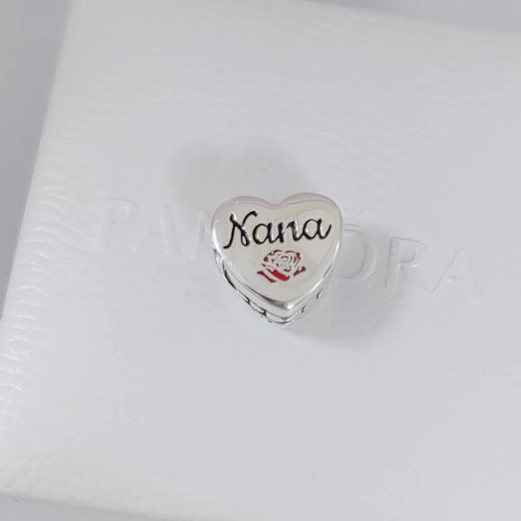 Pandora Nana Heart Charm Bead S925 ALE Sterling Silver Bracelet Pendant with box - Picture 7 of 7